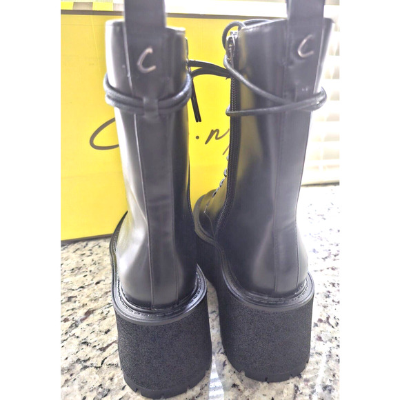 Circus NY by Sam Edelman Slater Black Faux Leather Combat Boots NWT Size 8.5 - Picture 3 of 7